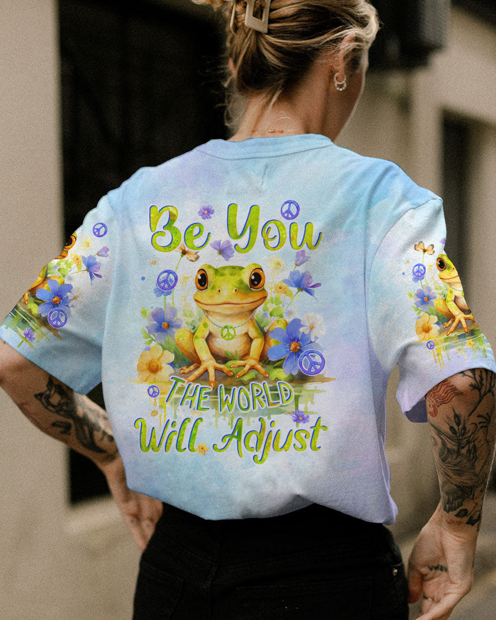 BE YOU THE WORLD WILL ADJUST FROG ALL OVER PRINT - TYQY0612234