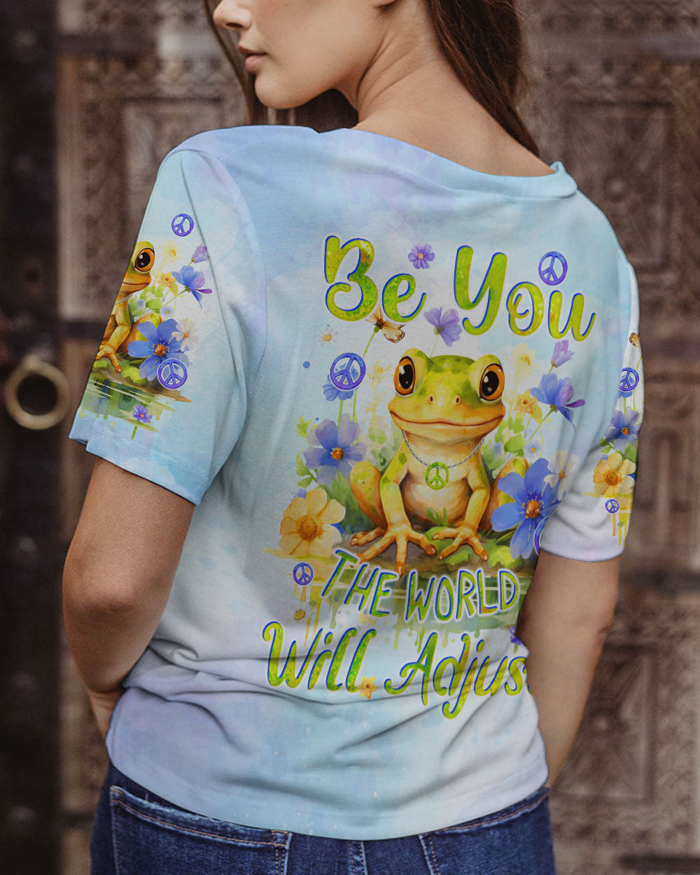 BE YOU THE WORLD WILL ADJUST FROG ALL OVER PRINT - TYQY0612234