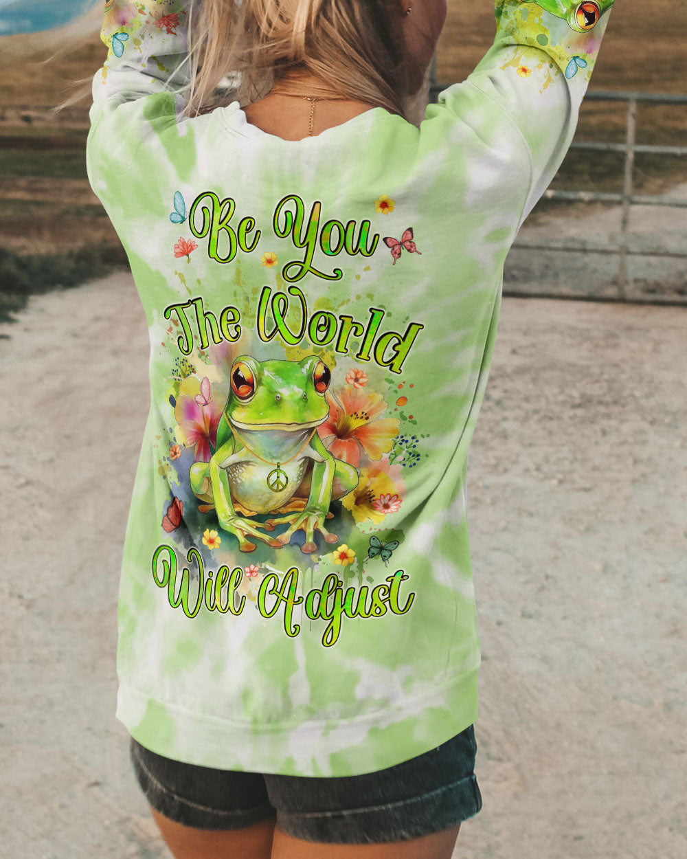 BE YOU THE WORLD WILL ADJUST FROG ALL OVER PRINT - TYQY0712233