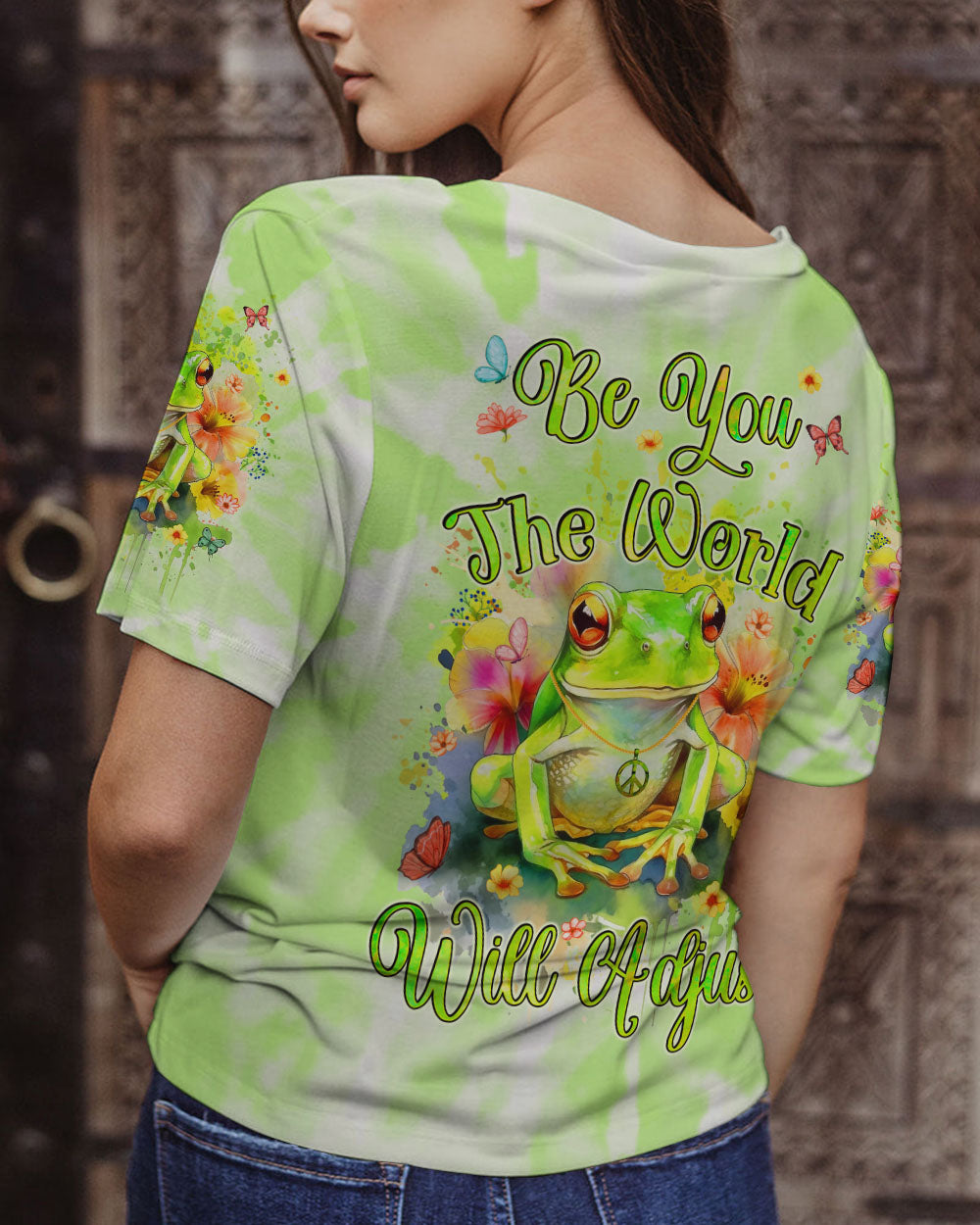 BE YOU THE WORLD WILL ADJUST FROG ALL OVER PRINT - TYQY0712233