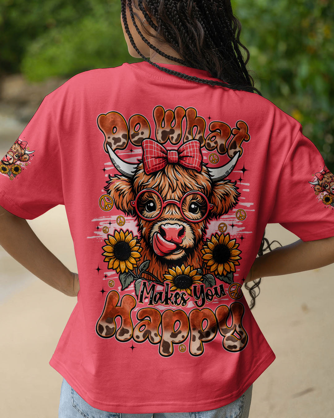 DO WHAT MAKES YOU HAPPY COW HIPPIE ALL OVER PRINT - TYQY0806251