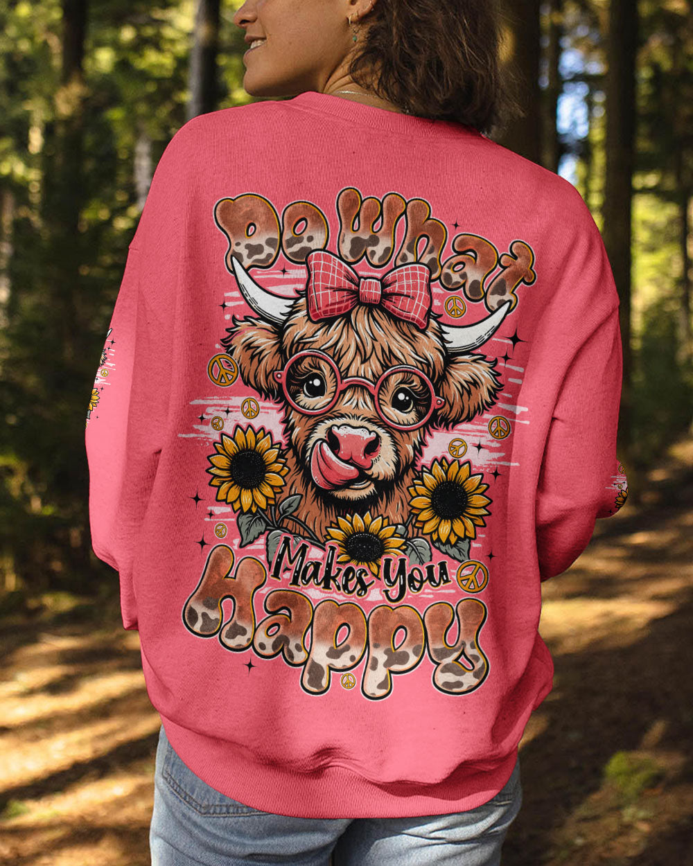 DO WHAT MAKES YOU HAPPY COW HIPPIE ALL OVER PRINT - TYQY0806251