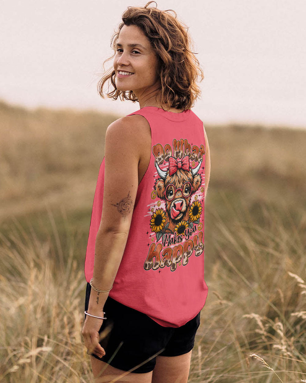 DO WHAT MAKES YOU HAPPY COW HIPPIE ALL OVER PRINT - TYQY0806251