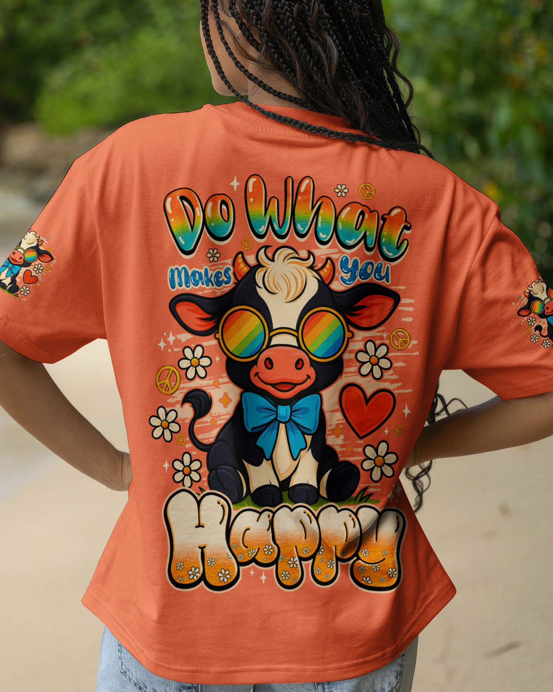 DO WHAT MAKES YOU HAPPY COW HIPPIE ALL OVER PRINT - TYQY0807254