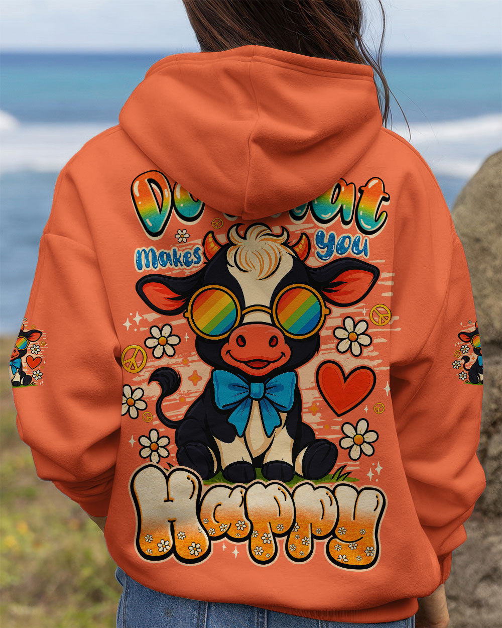 DO WHAT MAKES YOU HAPPY COW HIPPIE ALL OVER PRINT - TYQY0807254