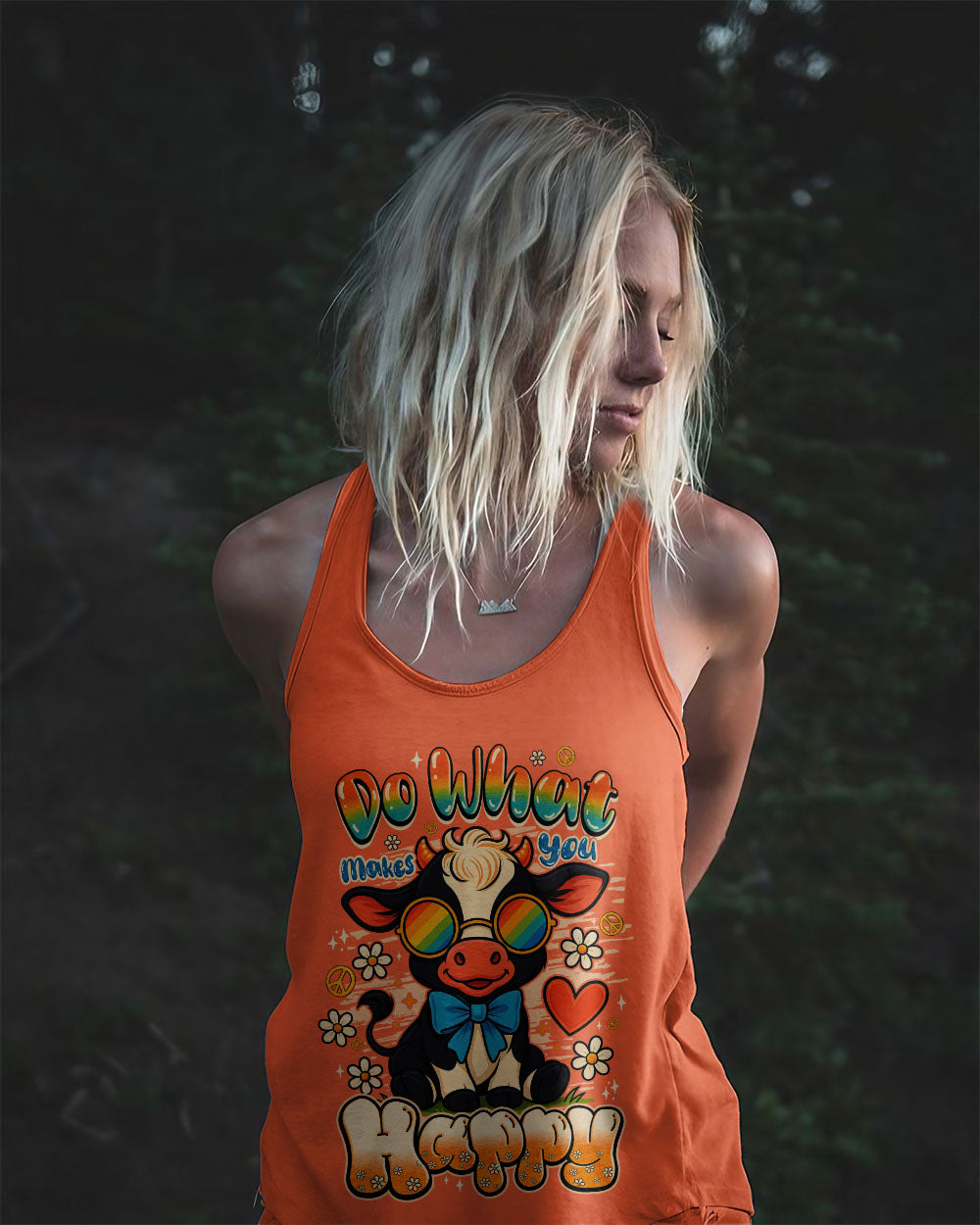 DO WHAT MAKES YOU HAPPY COW HIPPIE ALL OVER PRINT - TYQY0807254