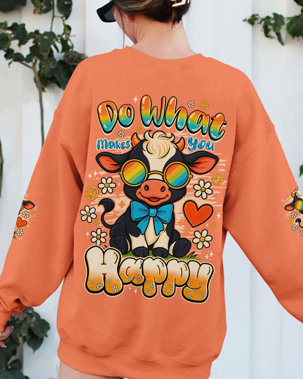 DO WHAT MAKES YOU HAPPY COW HIPPIE ALL OVER PRINT - TYQY0807254
