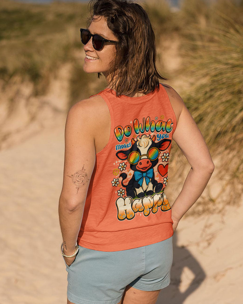 DO WHAT MAKES YOU HAPPY COW HIPPIE ALL OVER PRINT - TYQY0807254