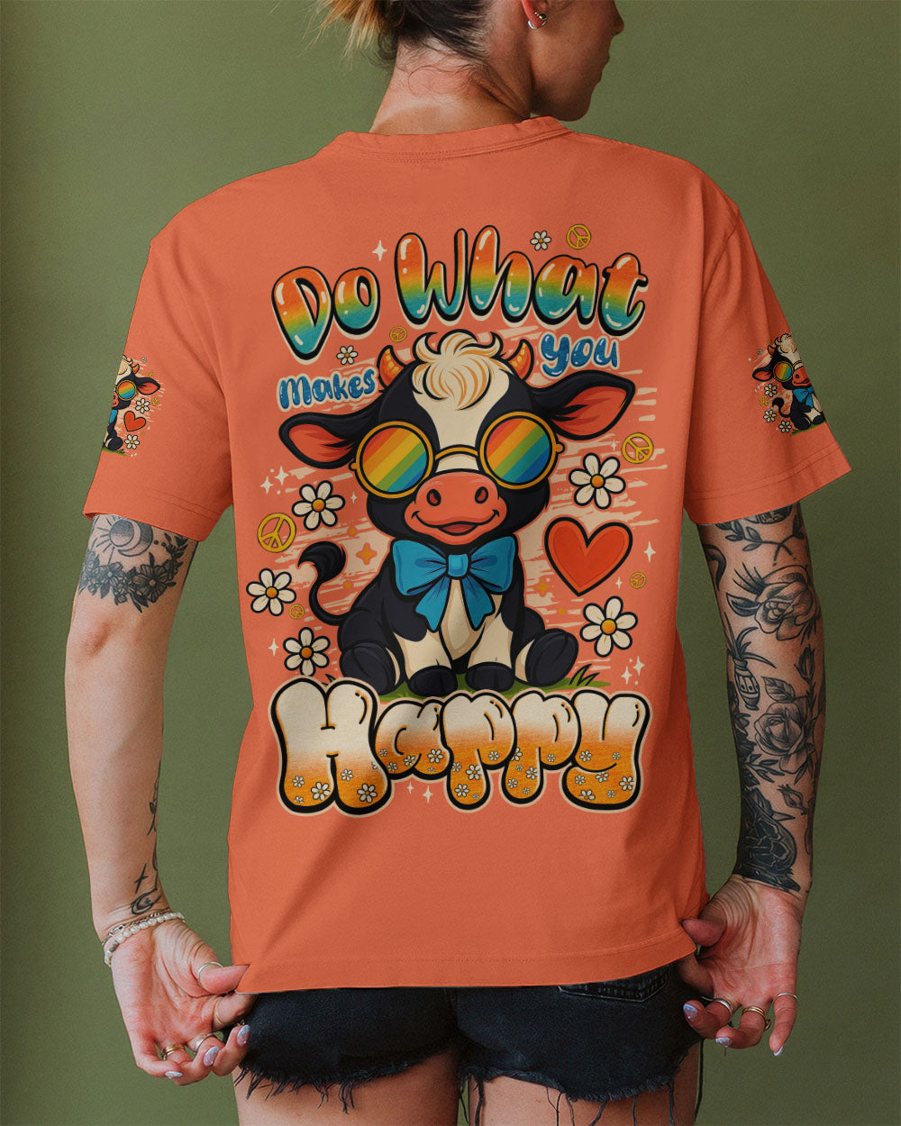 DO WHAT MAKES YOU HAPPY COW HIPPIE ALL OVER PRINT - TYQY0807254