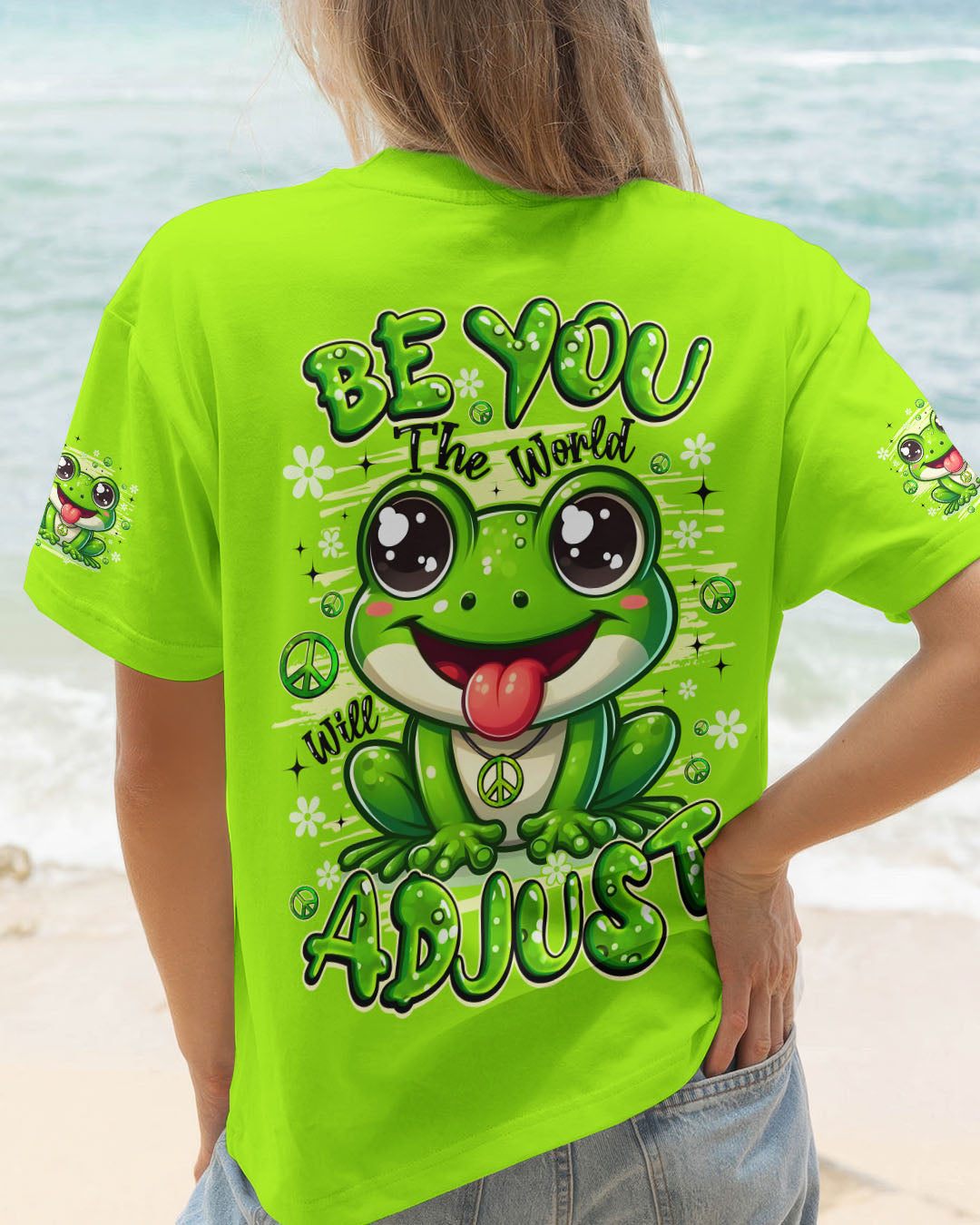 BE YOU THE WORLD WILL ADJUST FROG HIPPIE ALL OVER PRINT - TYQY0808254