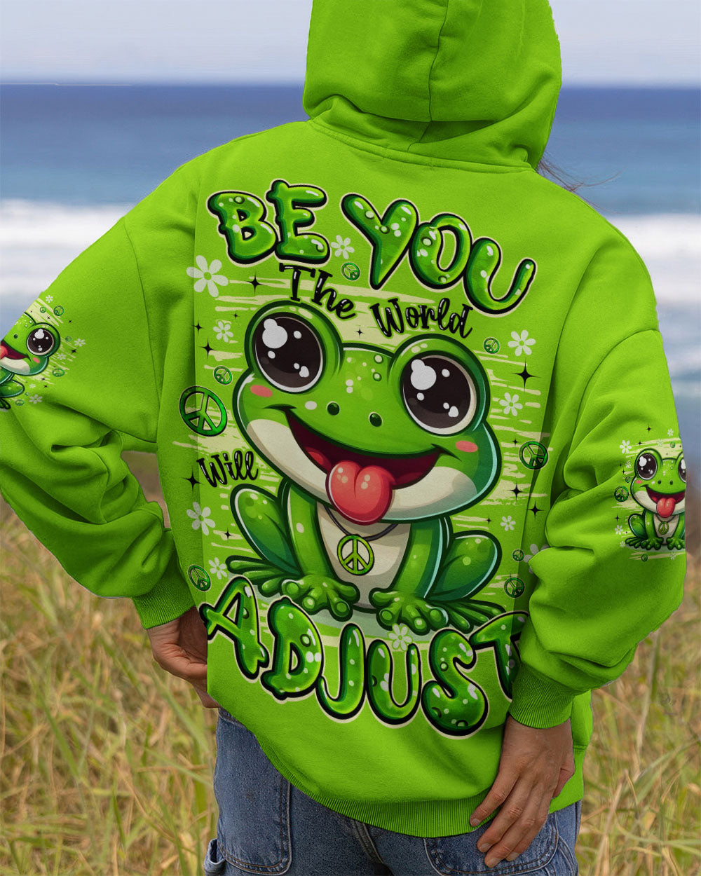 BE YOU THE WORLD WILL ADJUST FROG HIPPIE ALL OVER PRINT - TYQY0808254