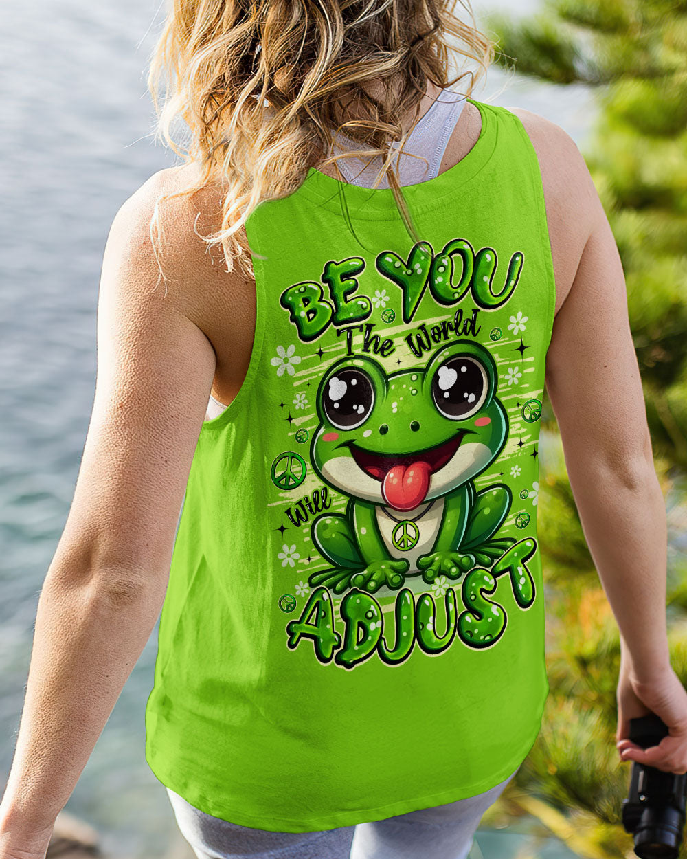 BE YOU THE WORLD WILL ADJUST FROG HIPPIE ALL OVER PRINT - TYQY0808254