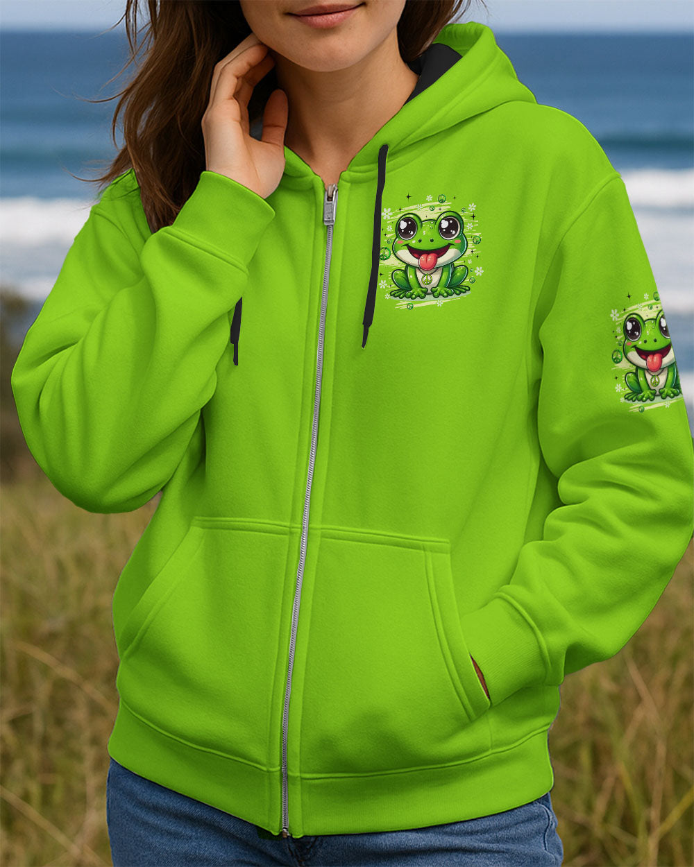 BE YOU THE WORLD WILL ADJUST FROG HIPPIE ALL OVER PRINT - TYQY0808254