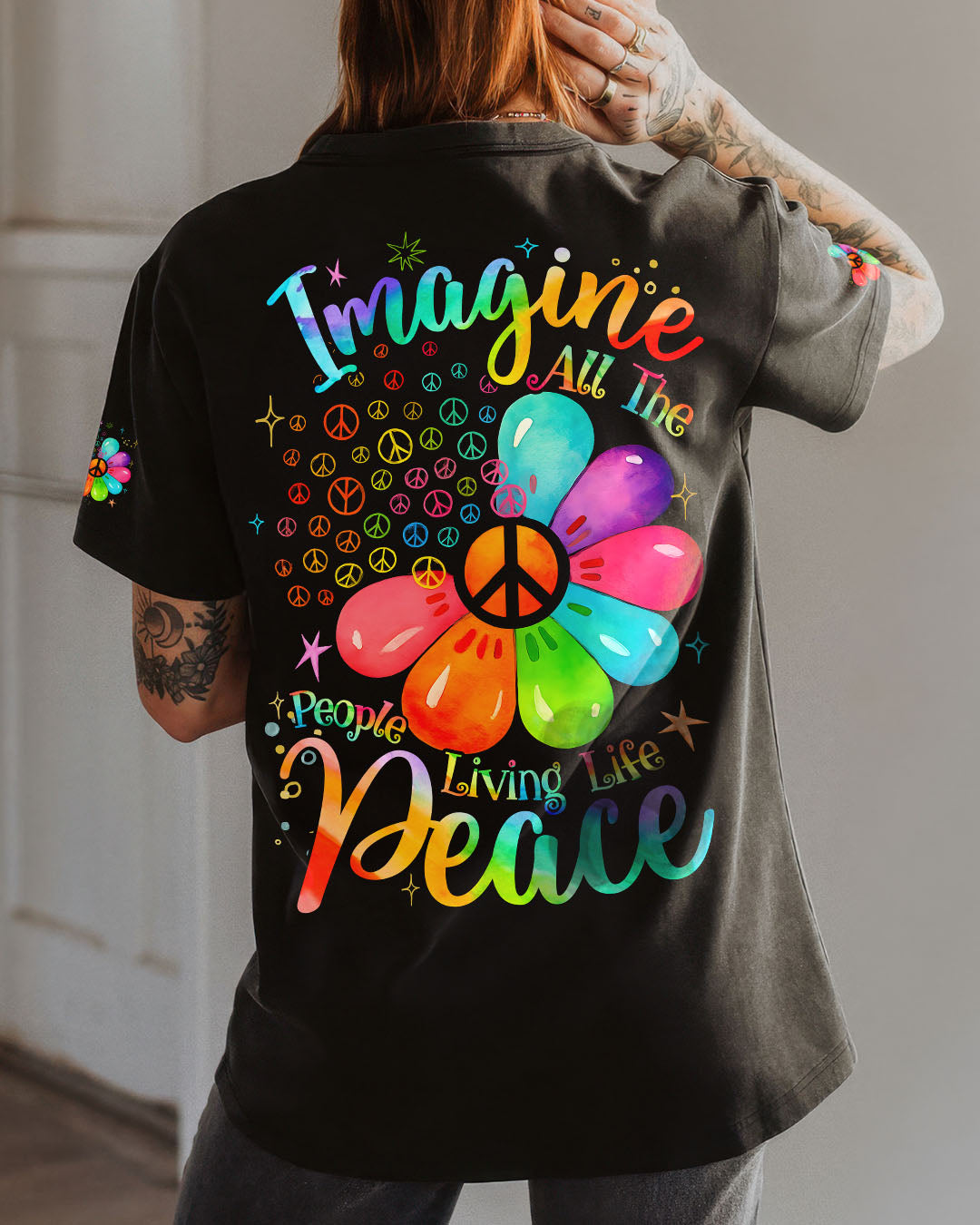 IMAGINE ALL THE PEOPLE LIVING LIFE IN PEACE FLOWER ALL OVER PRINT - TYQY0910254