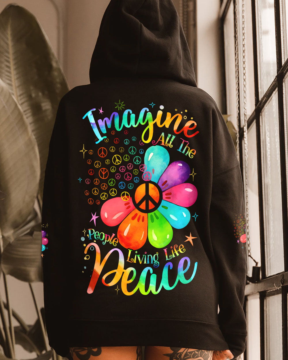 IMAGINE ALL THE PEOPLE LIVING LIFE IN PEACE FLOWER ALL OVER PRINT - TYQY0910254