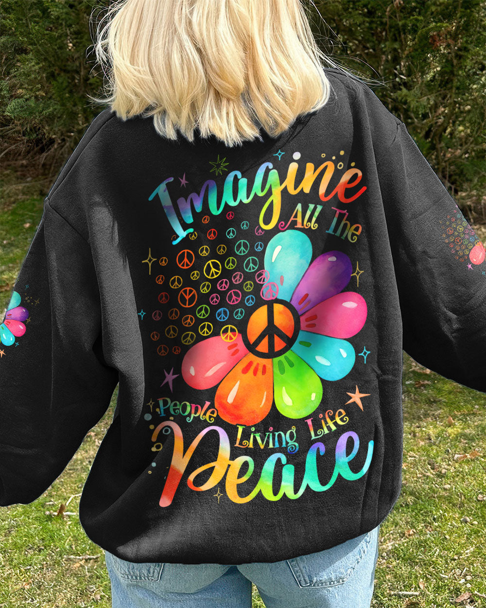 IMAGINE ALL THE PEOPLE LIVING LIFE IN PEACE FLOWER ALL OVER PRINT - TYQY0910254