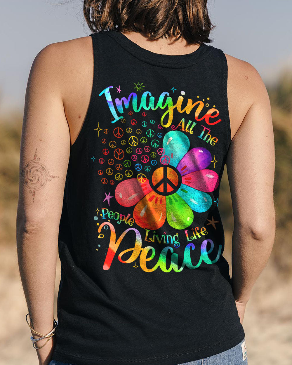IMAGINE ALL THE PEOPLE LIVING LIFE IN PEACE FLOWER ALL OVER PRINT - TYQY0910254