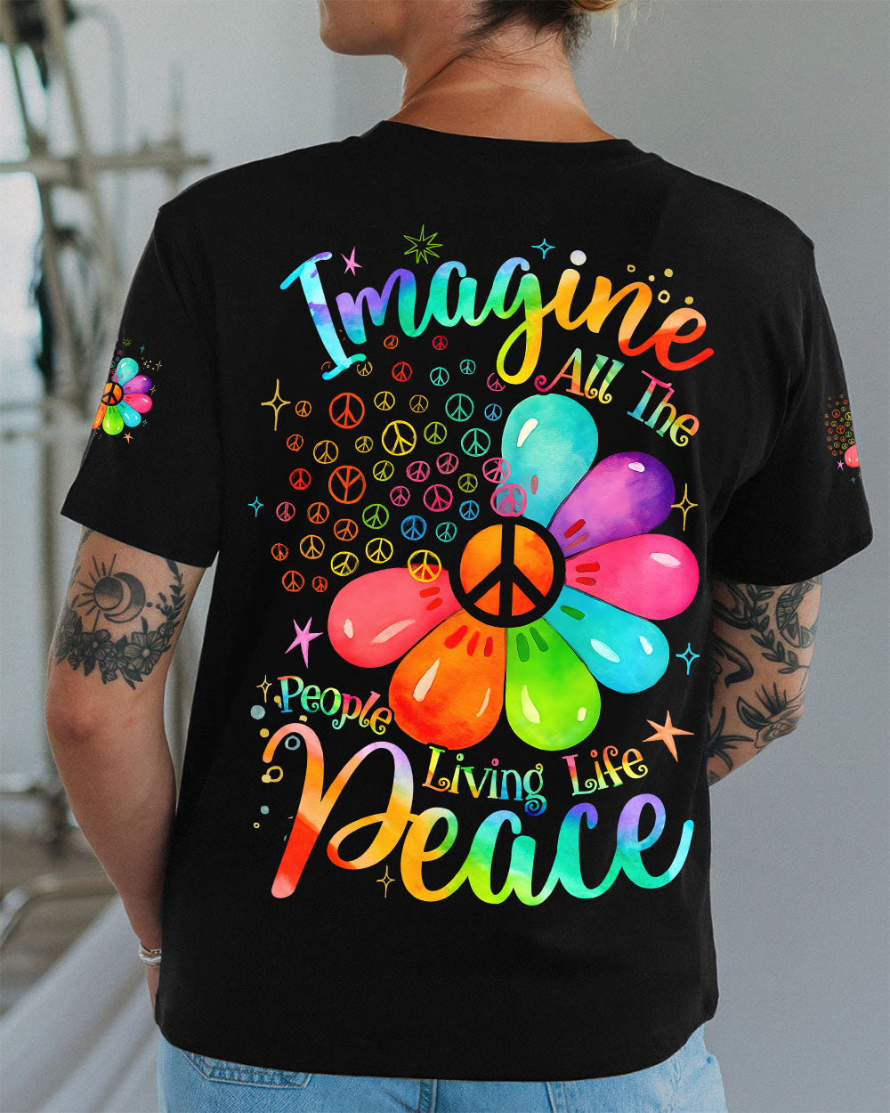 IMAGINE ALL THE PEOPLE LIVING LIFE IN PEACE FLOWER ALL OVER PRINT - TYQY0910254