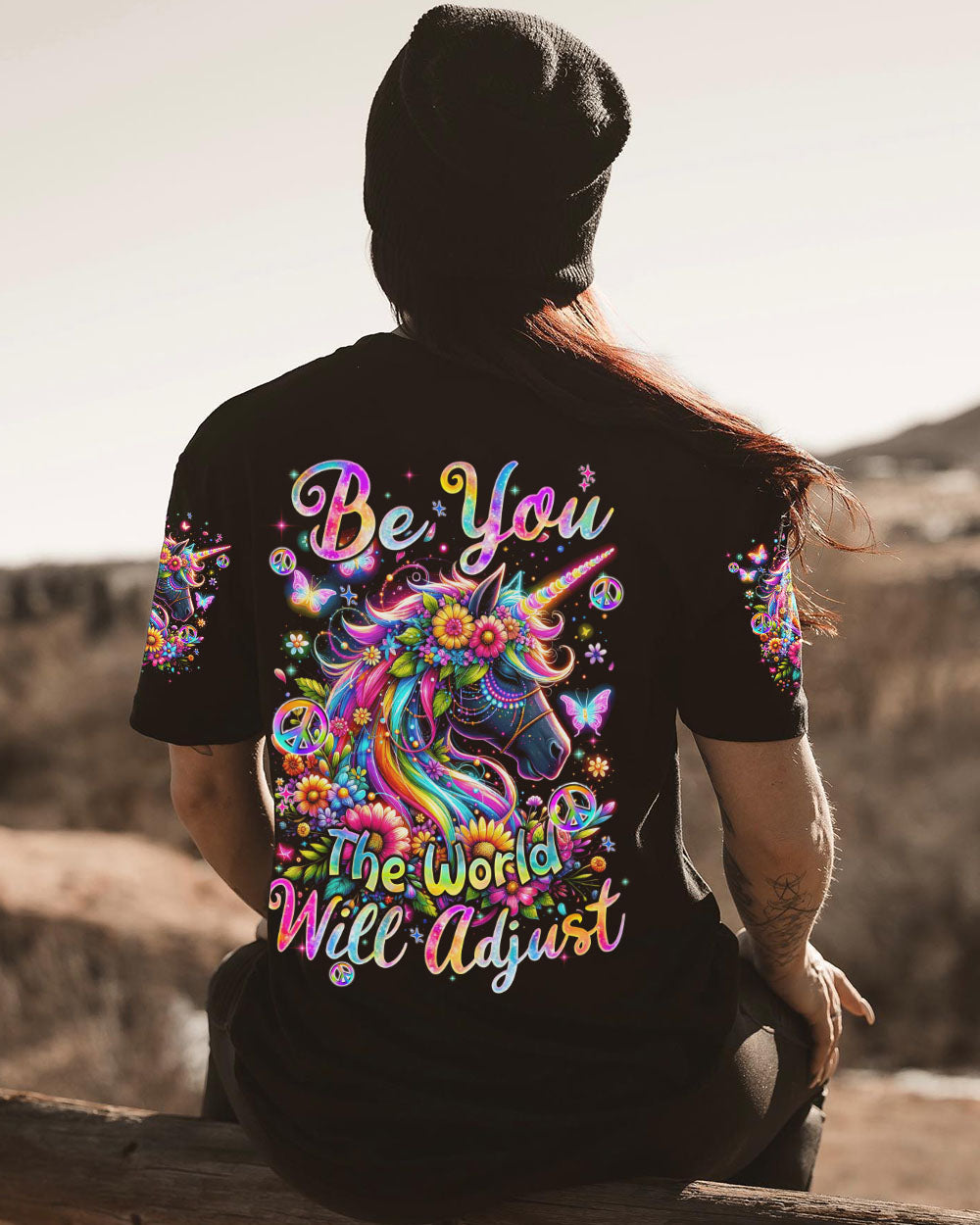 BE YOU THE WORLD WILL ADJUST UNICORN ALL OVER PRINT - TYQY0912234