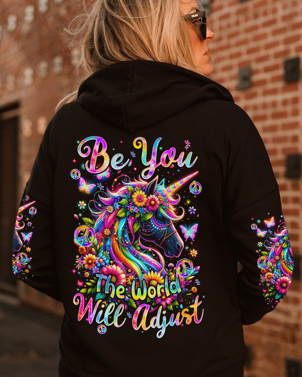 BE YOU THE WORLD WILL ADJUST UNICORN ALL OVER PRINT - TYQY0912234