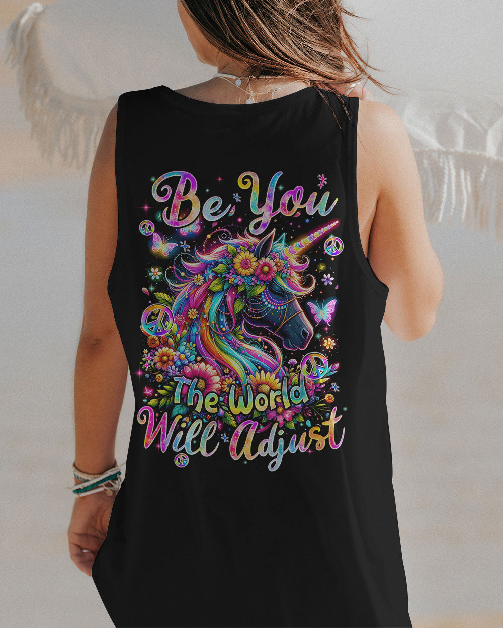 BE YOU THE WORLD WILL ADJUST UNICORN ALL OVER PRINT - TYQY0912234