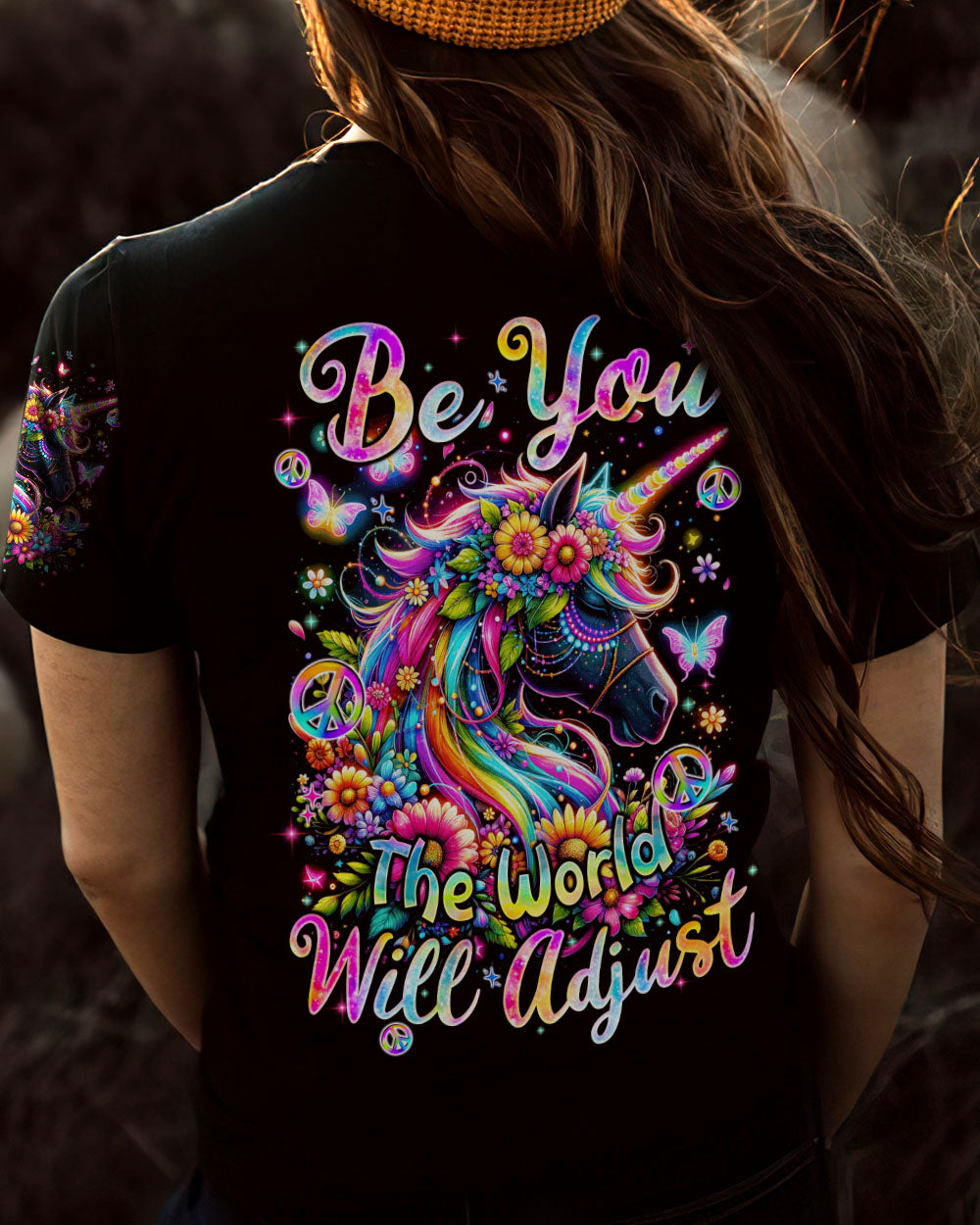 BE YOU THE WORLD WILL ADJUST UNICORN ALL OVER PRINT - TYQY0912234