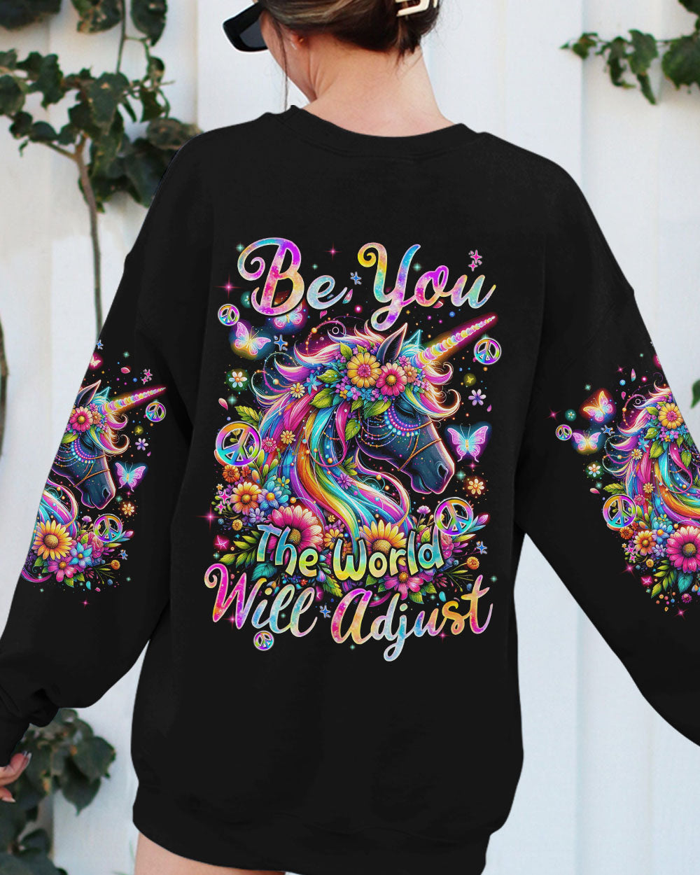 BE YOU THE WORLD WILL ADJUST UNICORN ALL OVER PRINT - TYQY0912234