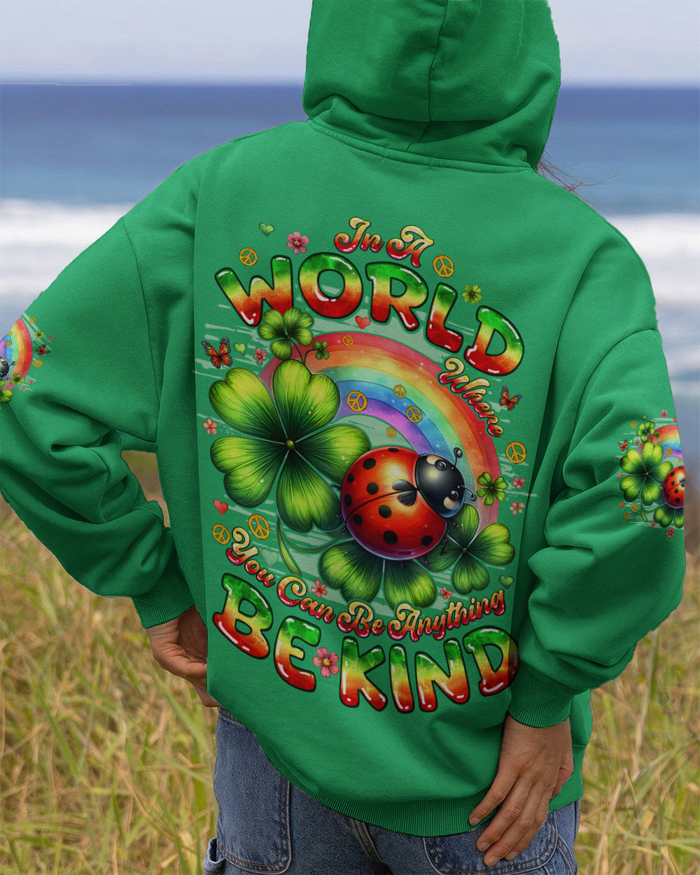 BE KIND LADYBUG SHAMROCK ALL OVER PRINT - TYQY1001261