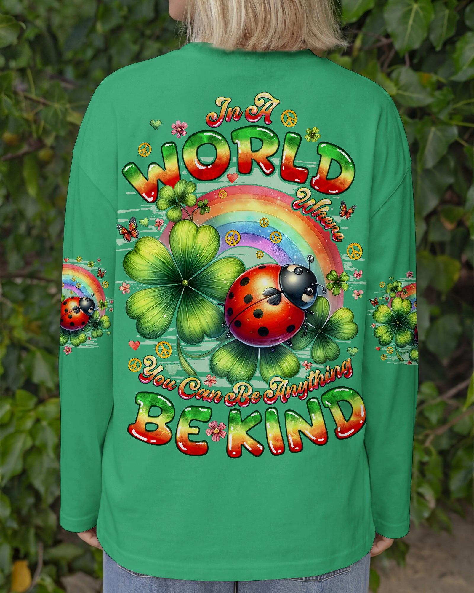 BE KIND LADYBUG SHAMROCK ALL OVER PRINT - TYQY1001261