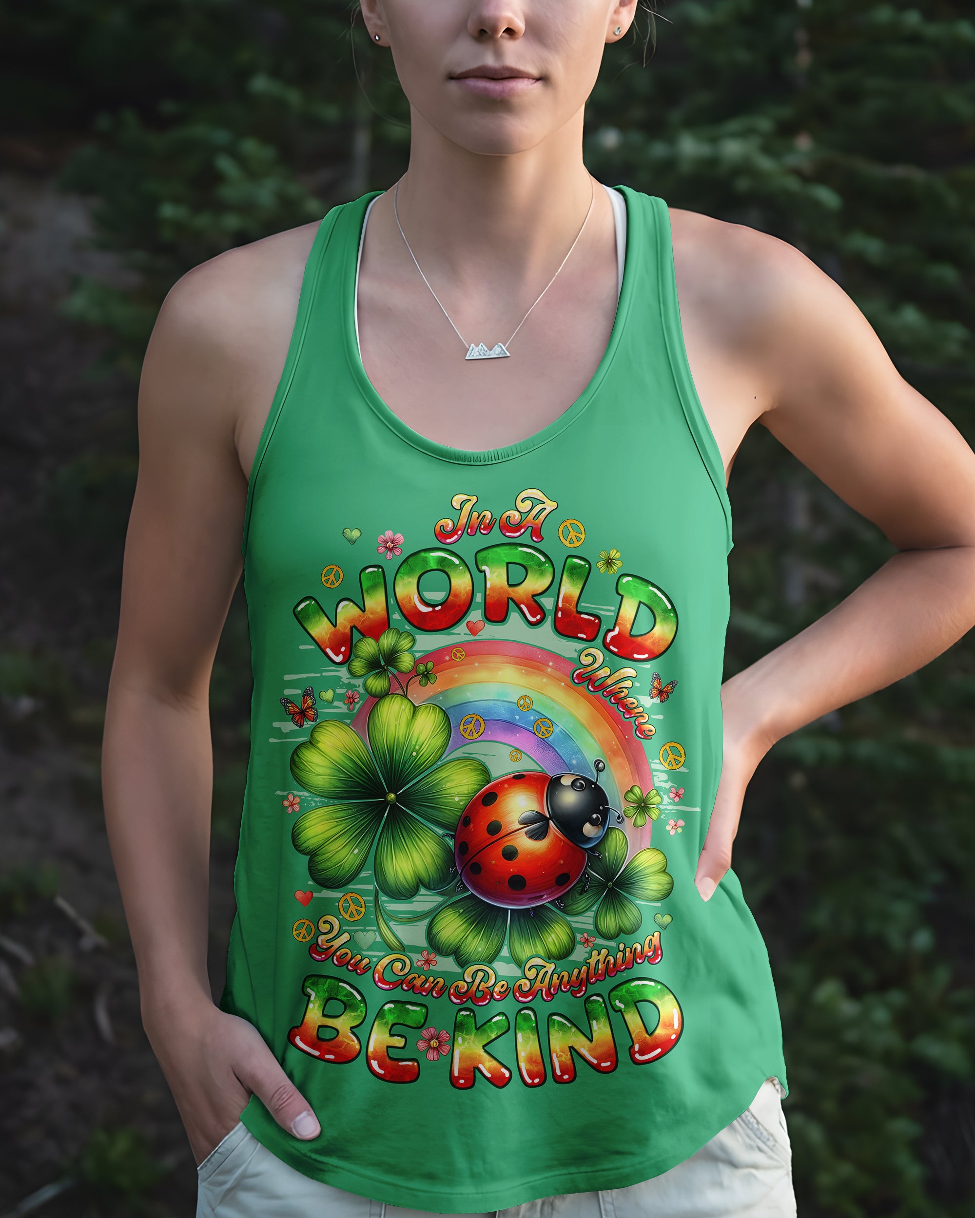 BE KIND LADYBUG SHAMROCK ALL OVER PRINT - TYQY1001261