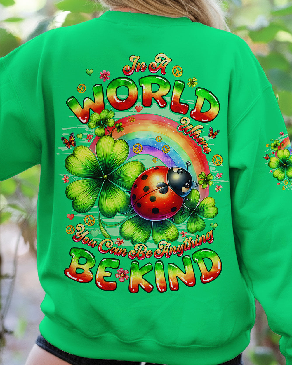 BE KIND LADYBUG SHAMROCK ALL OVER PRINT - TYQY1001261