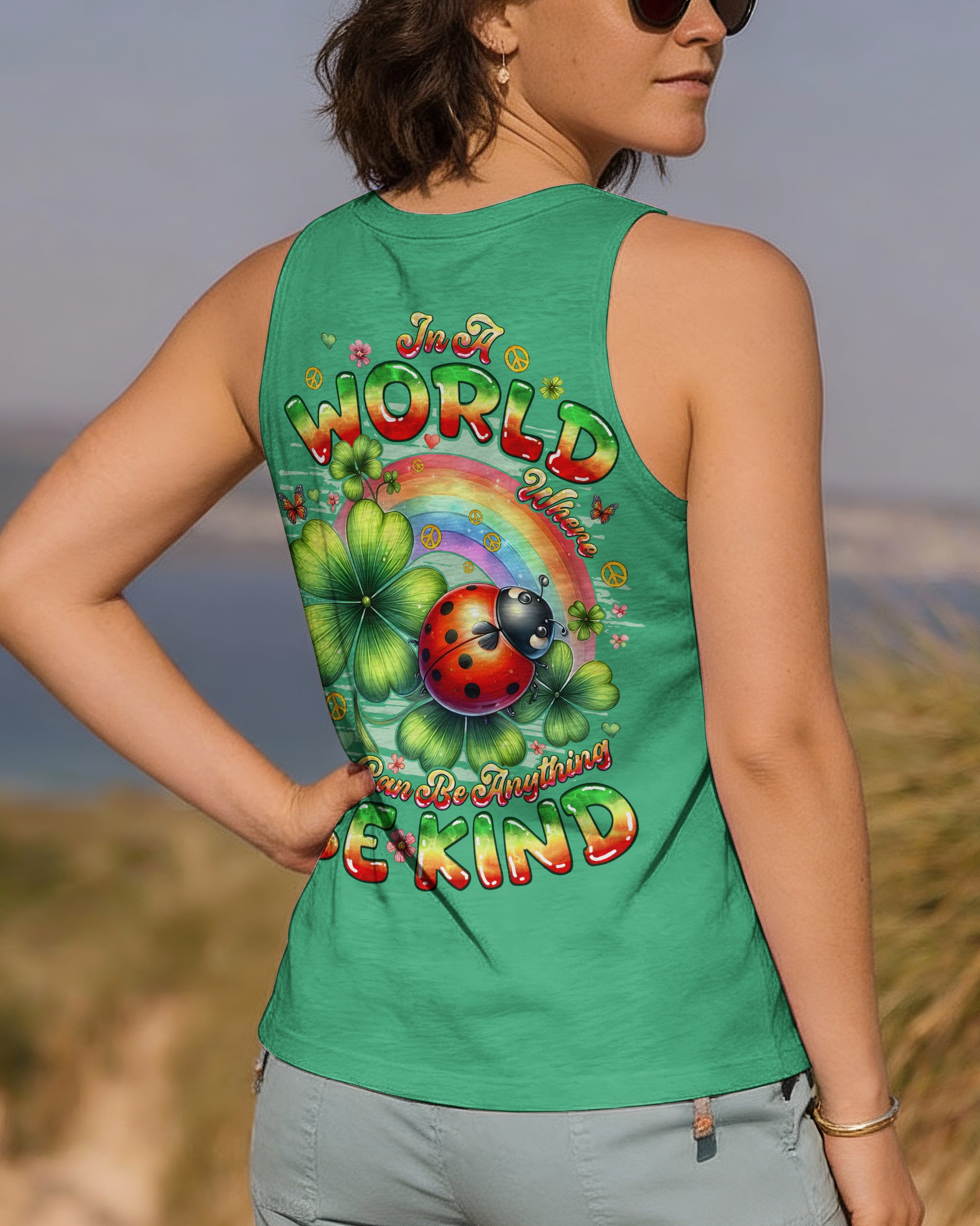 BE KIND LADYBUG SHAMROCK ALL OVER PRINT - TYQY1001261