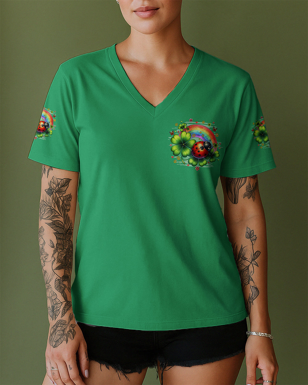 BE KIND LADYBUG SHAMROCK ALL OVER PRINT - TYQY1001261