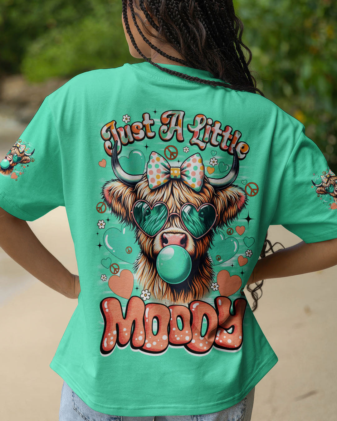 JUST A LITTLE MOODY COW HIPPIE ALL OVER PRINT - TYQY1007251