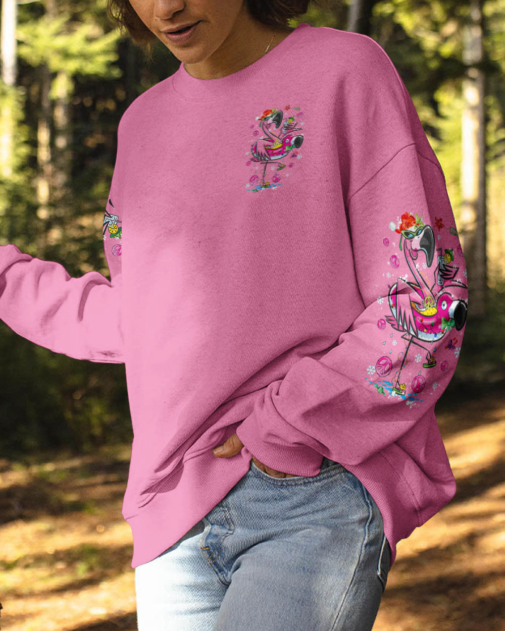 PRETTY IN PINK FLAMINGO CHRISTMAS ALL OVER PRINT - TYQY1010241