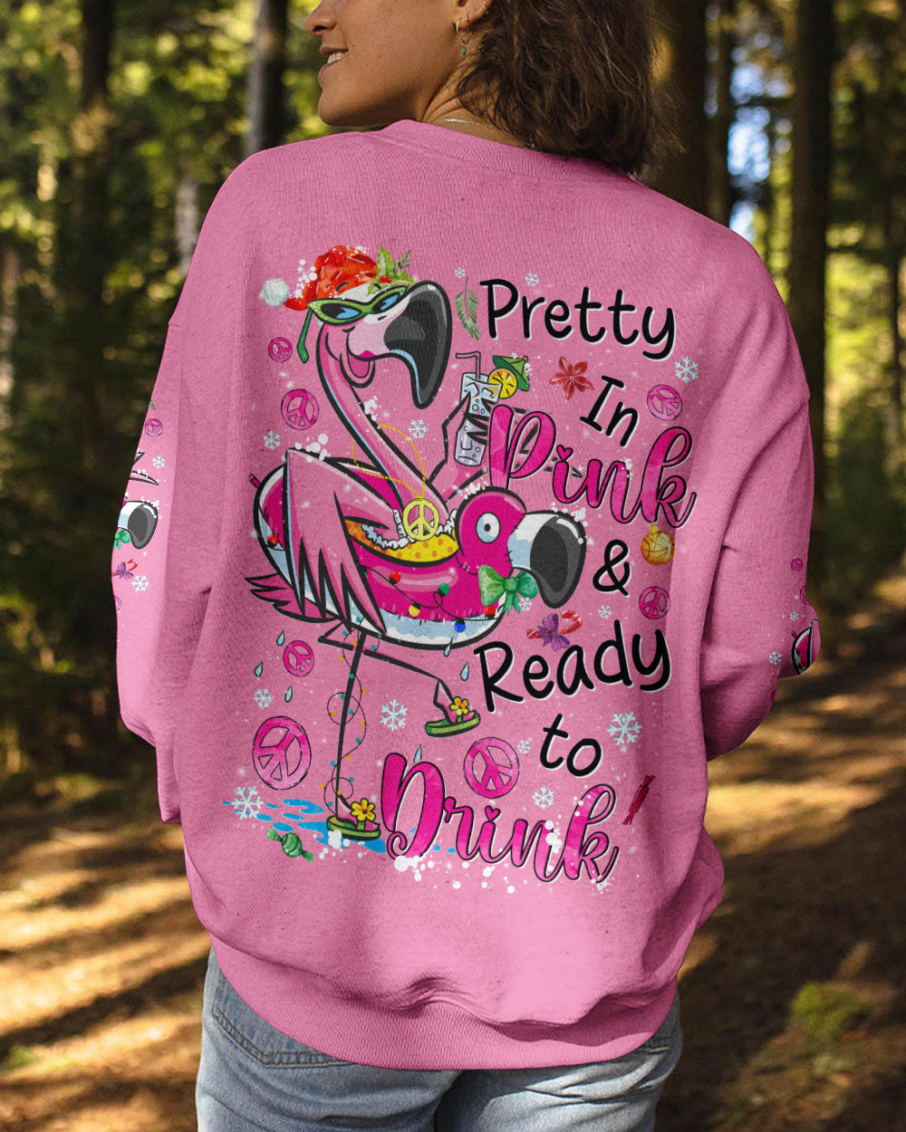 PRETTY IN PINK FLAMINGO CHRISTMAS ALL OVER PRINT - TYQY1010241