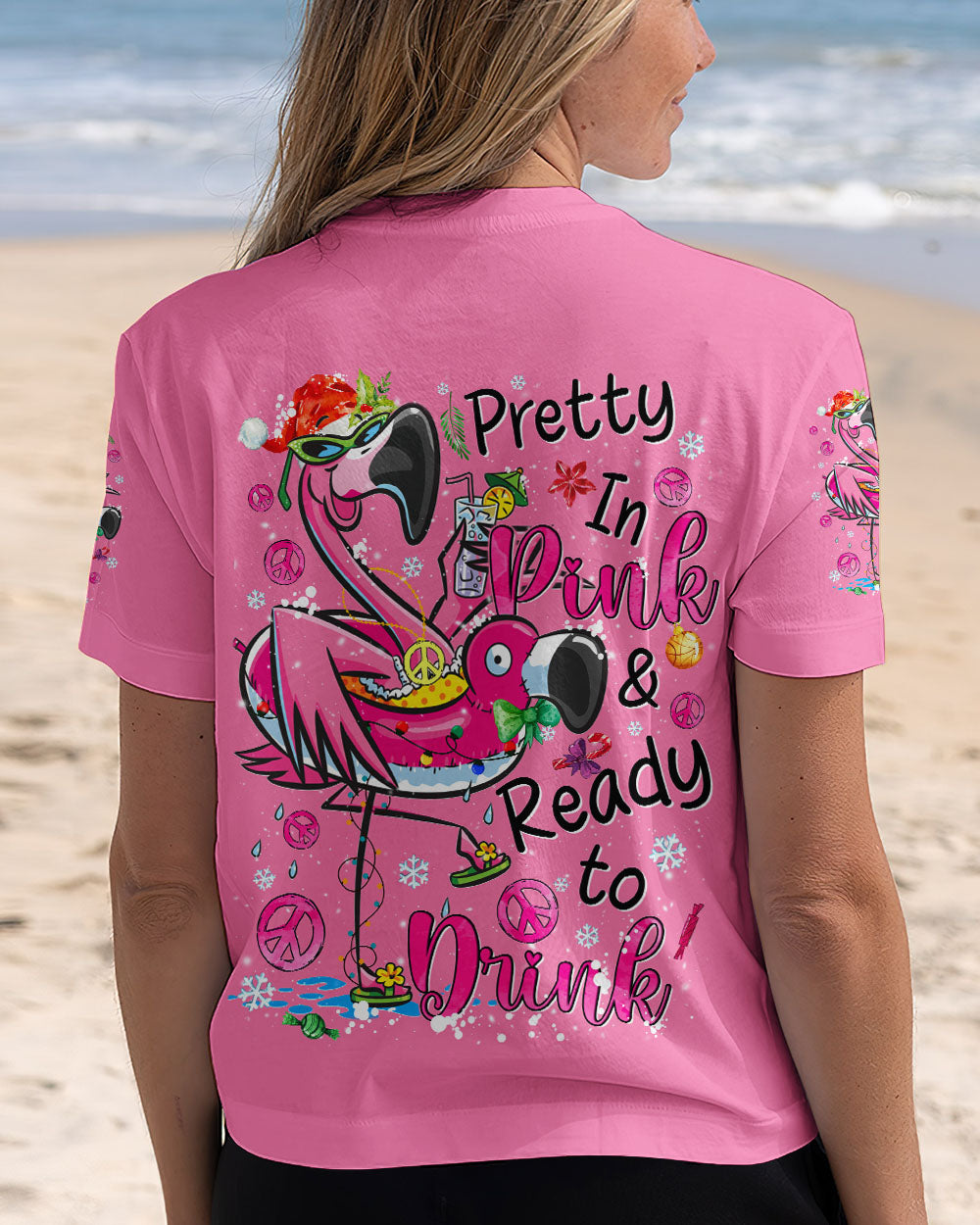 PRETTY IN PINK FLAMINGO CHRISTMAS ALL OVER PRINT - TYQY1010241