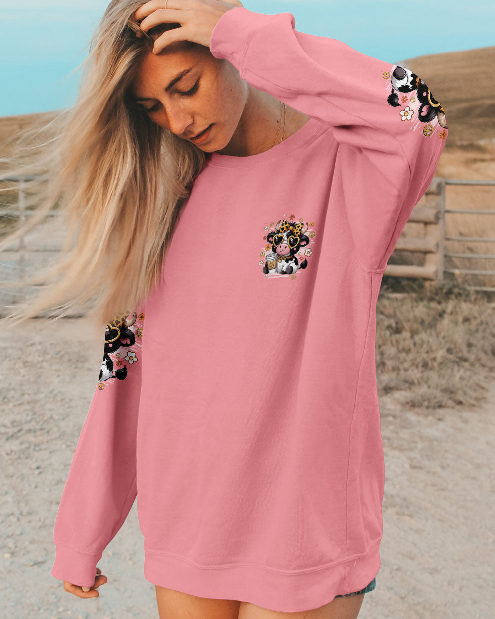 I'M SHORT AND A LITTLE MOUTHY COW HIPPIE ALL OVER PRINT - TYQY1107254