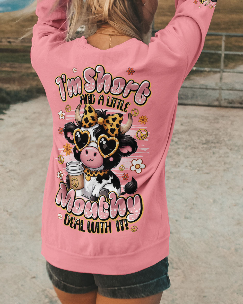 I'M SHORT AND A LITTLE MOUTHY COW HIPPIE ALL OVER PRINT - TYQY1107254