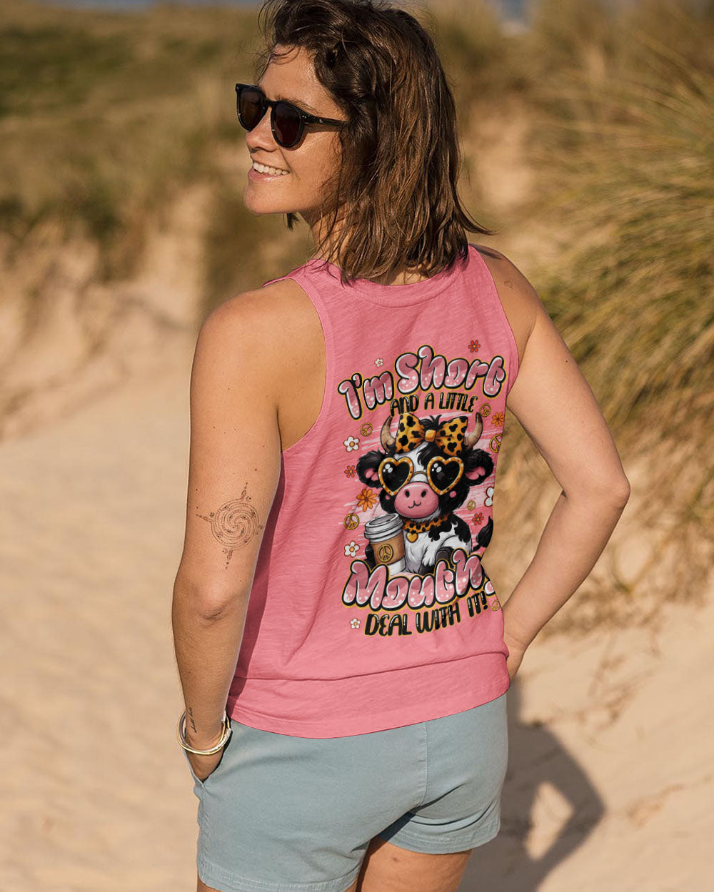 I'M SHORT AND A LITTLE MOUTHY COW HIPPIE ALL OVER PRINT - TYQY1107254