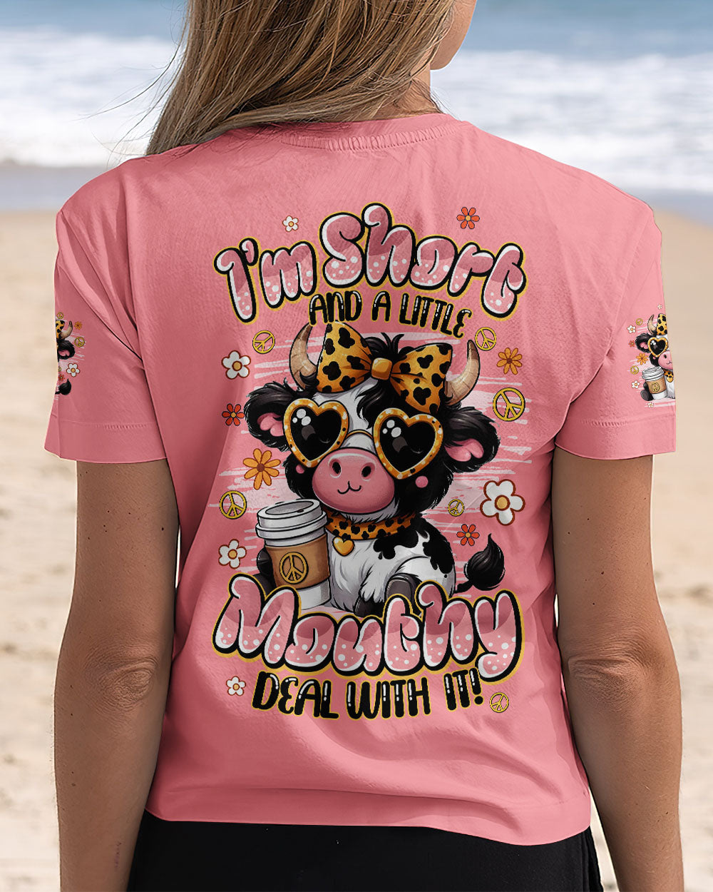 I'M SHORT AND A LITTLE MOUTHY COW HIPPIE ALL OVER PRINT - TYQY1107254