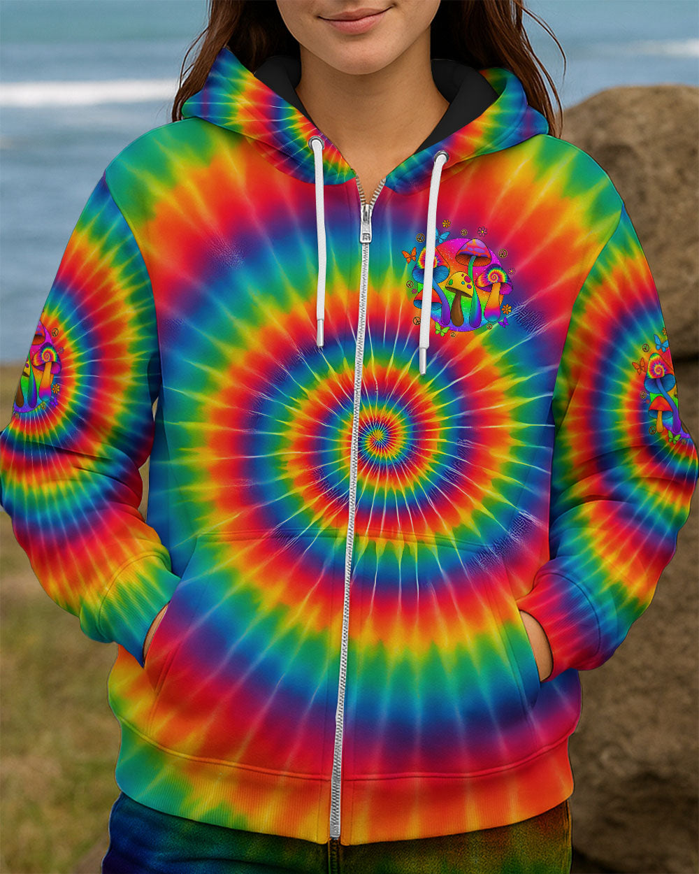 EAT MUSHROOMS SEE THE UNIVERSE TIE DYE ALL OVER PRINT - TYQY1111251