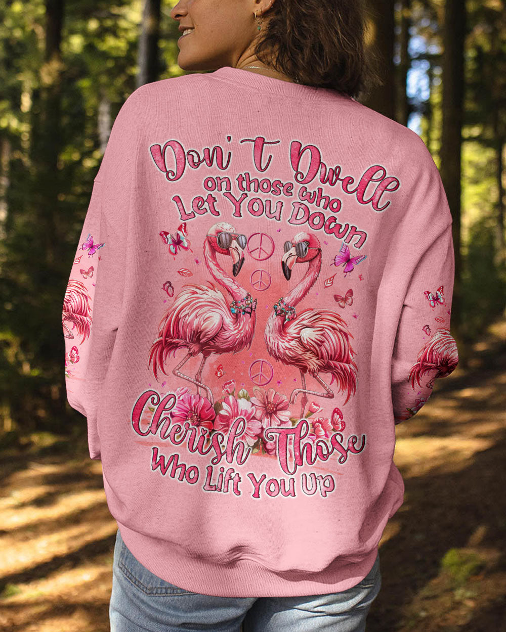 CHERISH THOSE WHO LIFT YOU UP FLAMINGO ALL OVER PRINT - TYQY1204245