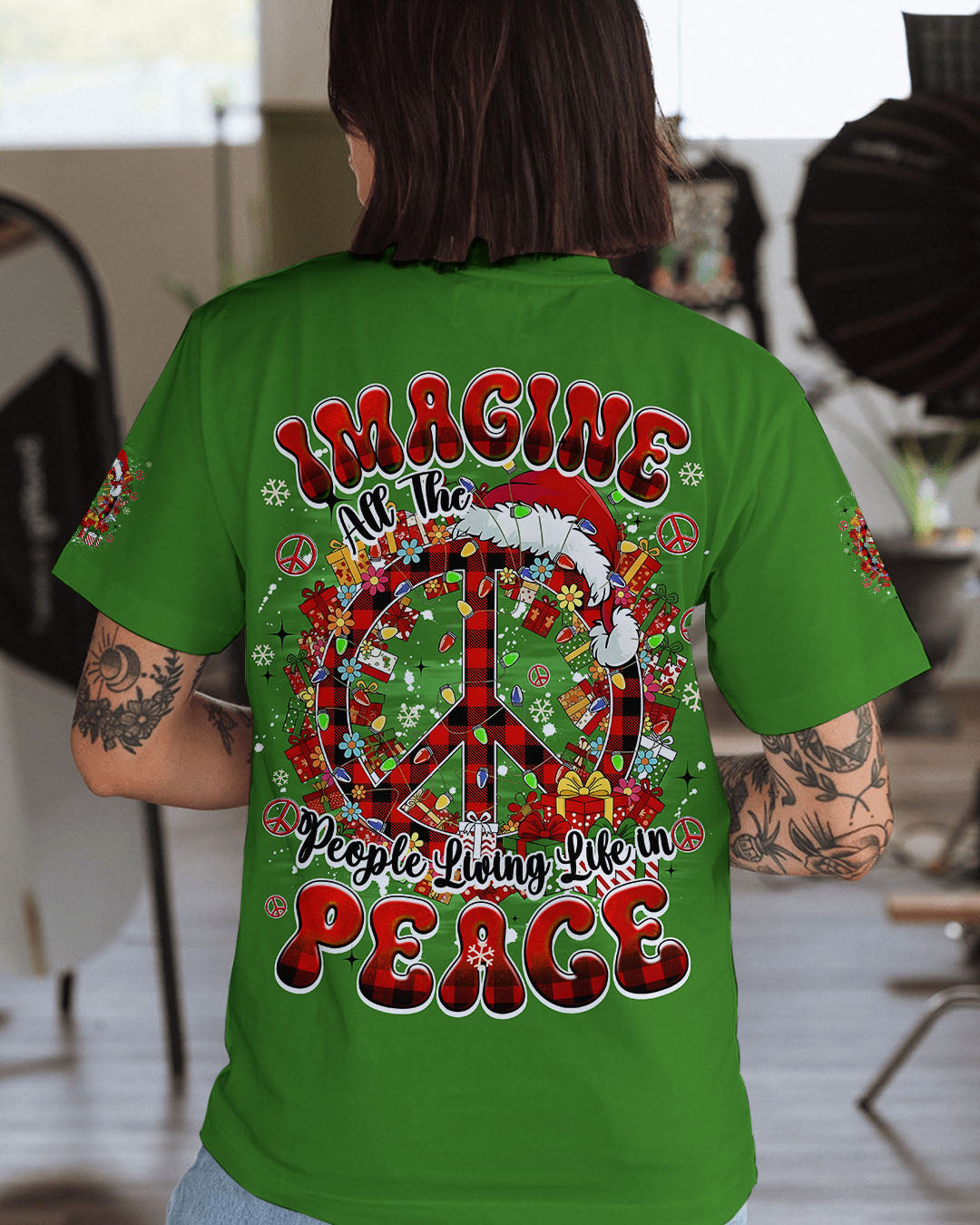 IMAGINE ALL THE PEOPLE LIVING LIFE IN PEACE CHRISTMAS TIE DYE ALL OVER PRINT - TYQY1411251
