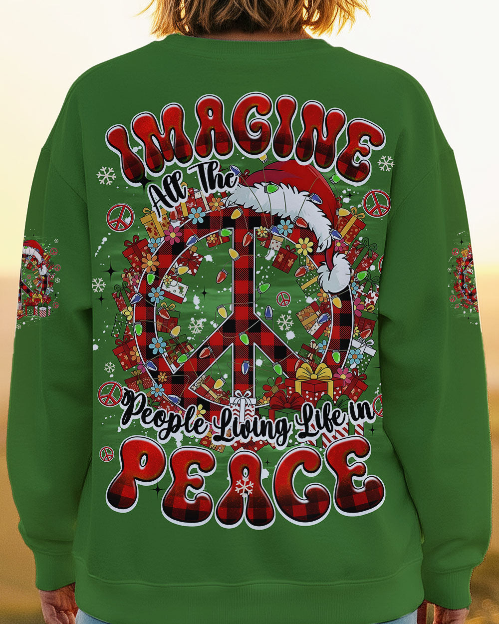 IMAGINE ALL THE PEOPLE LIVING LIFE IN PEACE CHRISTMAS TIE DYE ALL OVER PRINT - TYQY1411251