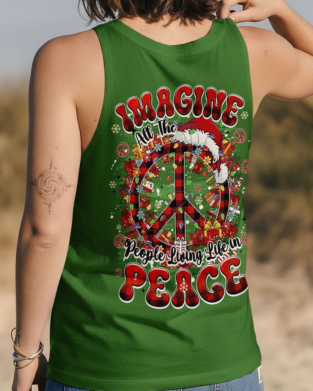 IMAGINE ALL THE PEOPLE LIVING LIFE IN PEACE CHRISTMAS TIE DYE ALL OVER PRINT - TYQY1411251
