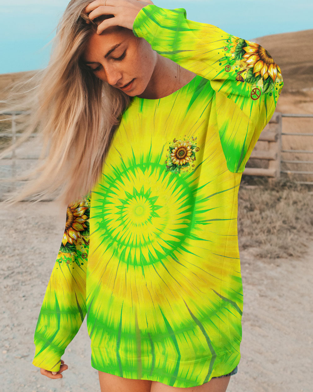 RUNNING AGAINST THE WIND SUNFLOWER TIE DYE ALL OVER PRINT - TYQY1501252
