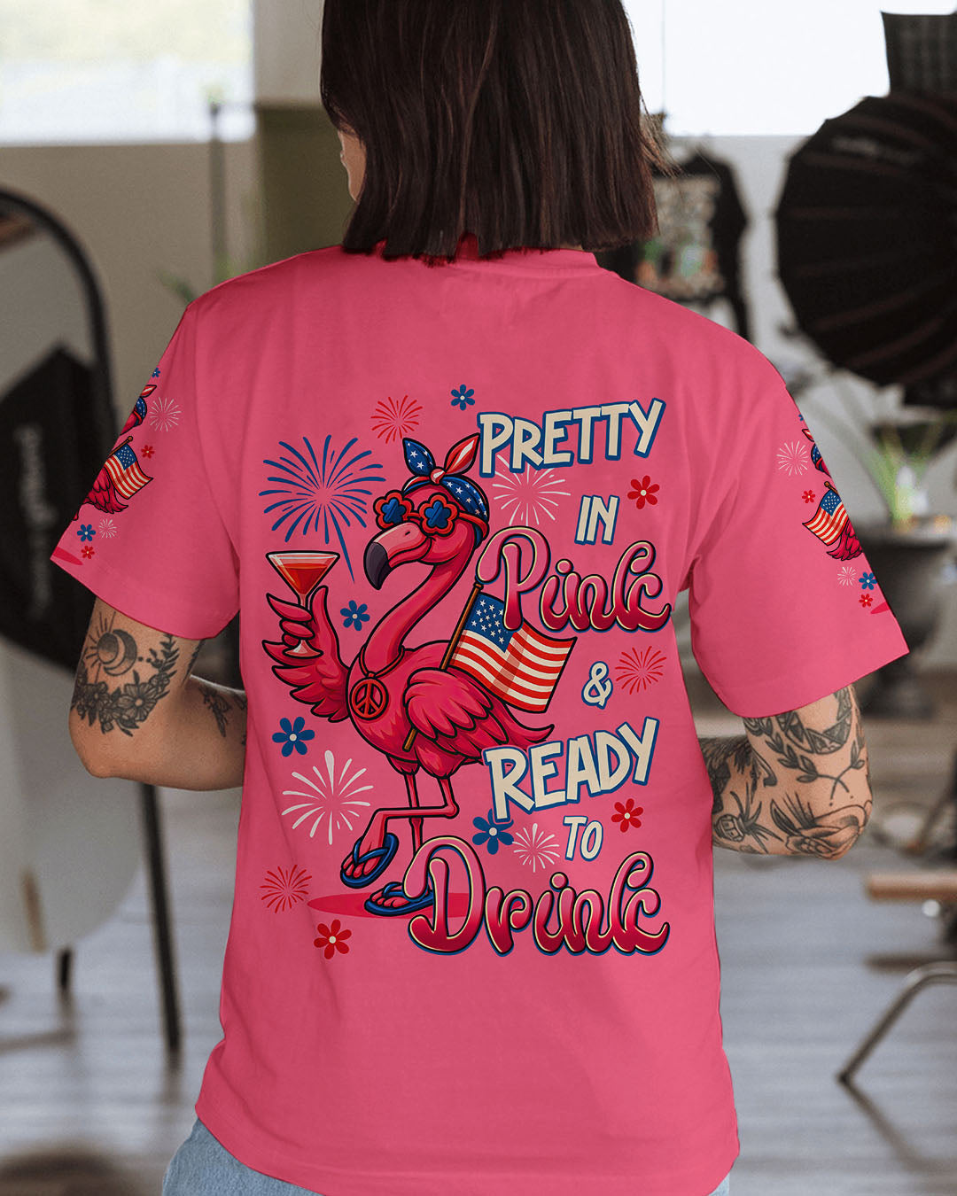 PRETTY IN PINK FLAMINGO ALL OVER PRINT - TYQY1505253
