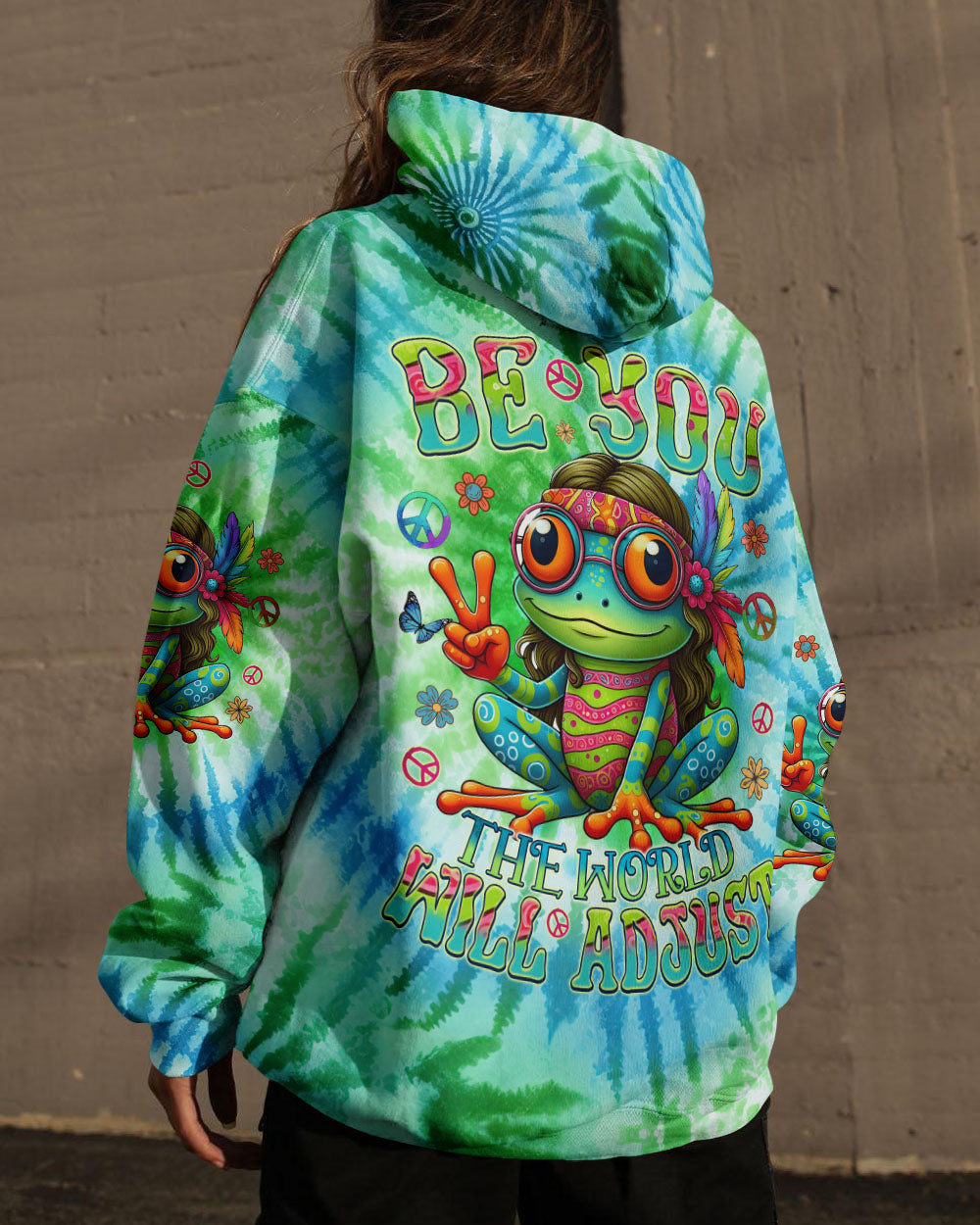 BE YOU THE WORLD WILL ADJUST FROG TIE DYE ALL OVER PRINT - TYQY1508244