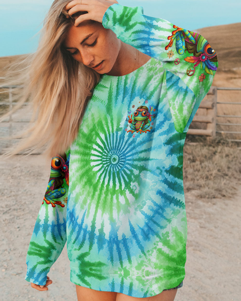 BE YOU THE WORLD WILL ADJUST FROG TIE DYE ALL OVER PRINT - TYQY1508244